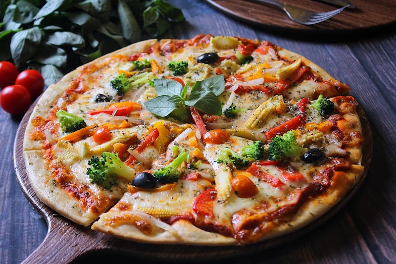 Garden veggie pizza loaded with fresh vegetables